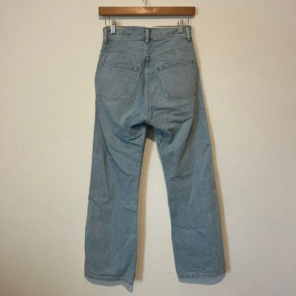Kuro Denim Medium Wash Blue Side Stripe Wide Leg Jeans Women's Size 25